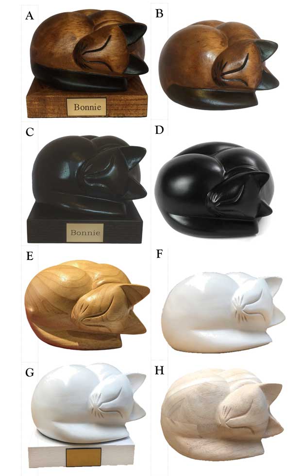 Option 8 - Carved wooden sleeping cat caskets