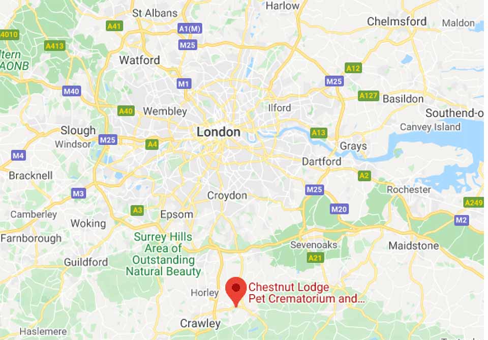 London Pet Crematorium Location Map