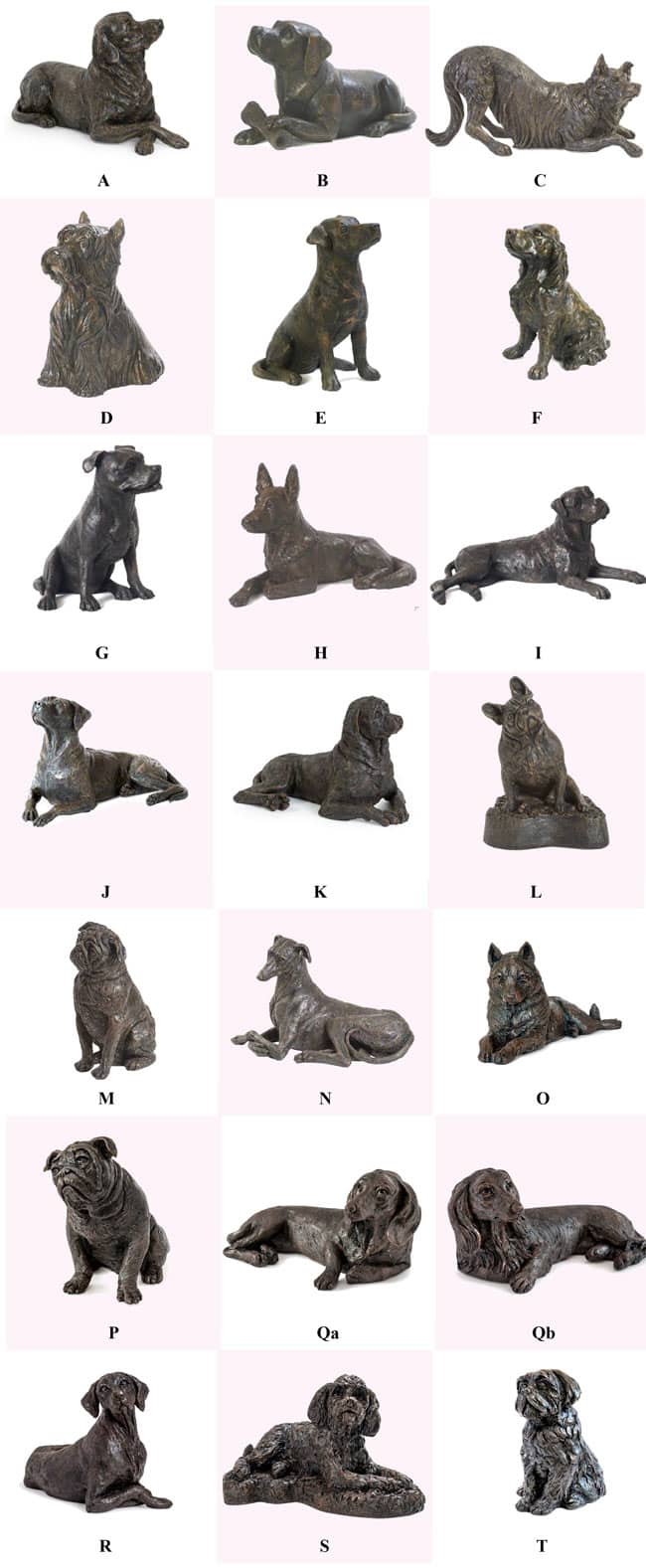 Lots of different dog statues