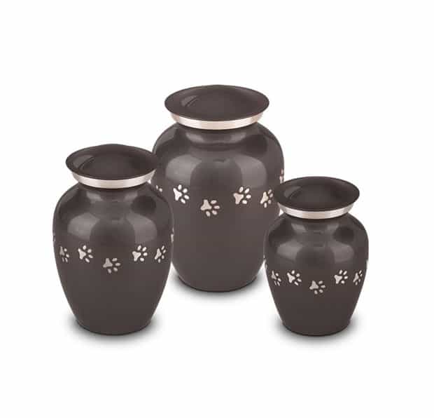 white paw print pet urn